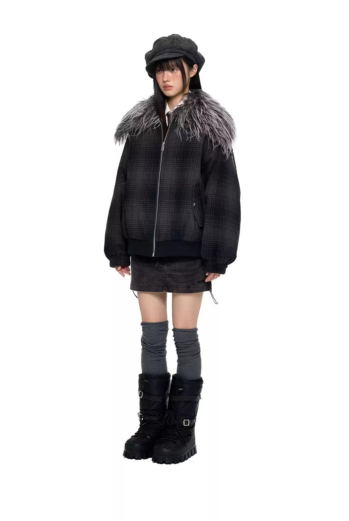 Tom Faux Fur Lined Plaid Jacket-korean-fashion-Jacket-Tom's Closet-OH Garments