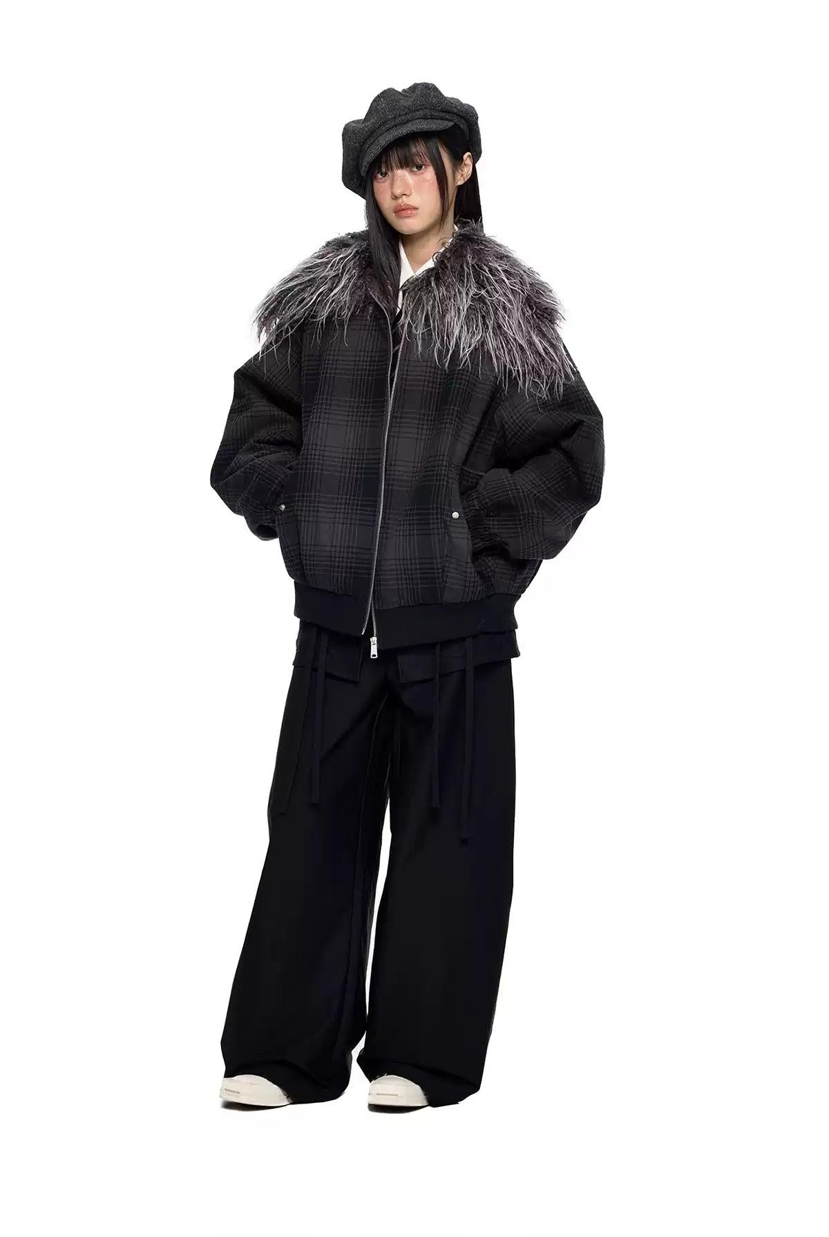 Tom Faux Fur Lined Plaid Jacket-korean-fashion-Jacket-Tom's Closet-OH Garments