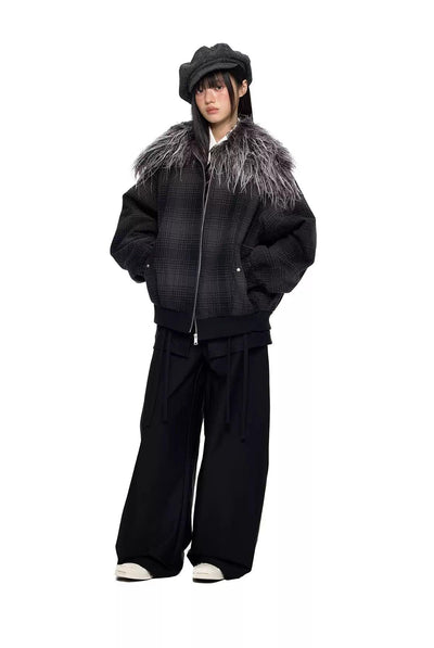 Tom Faux Fur Lined Plaid Jacket-korean-fashion-Jacket-Tom's Closet-OH Garments