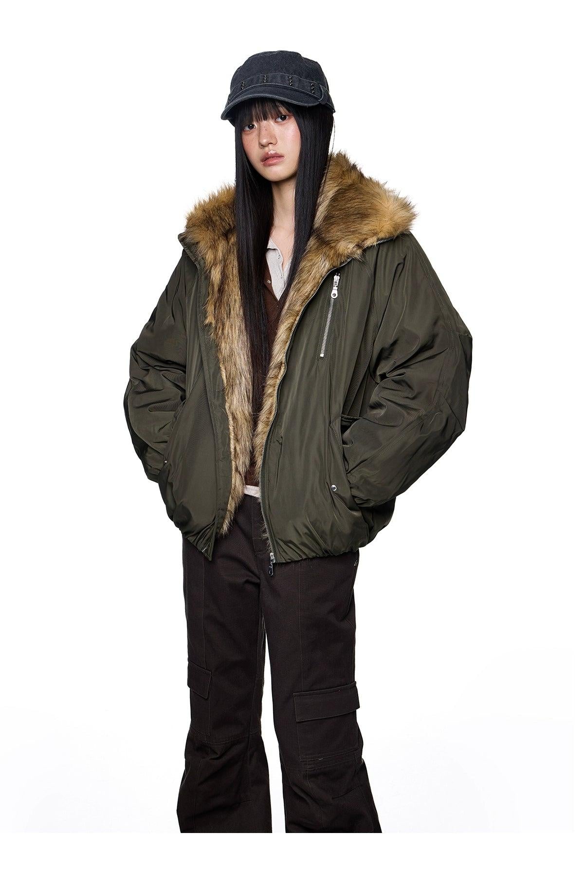 Tom Faux Fur Lining Bomber Jacket-korean-fashion-Jacket-Tom's Closet-OH Garments