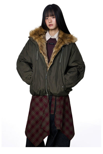 Tom Faux Fur Lining Bomber Jacket-korean-fashion-Jacket-Tom's Closet-OH Garments