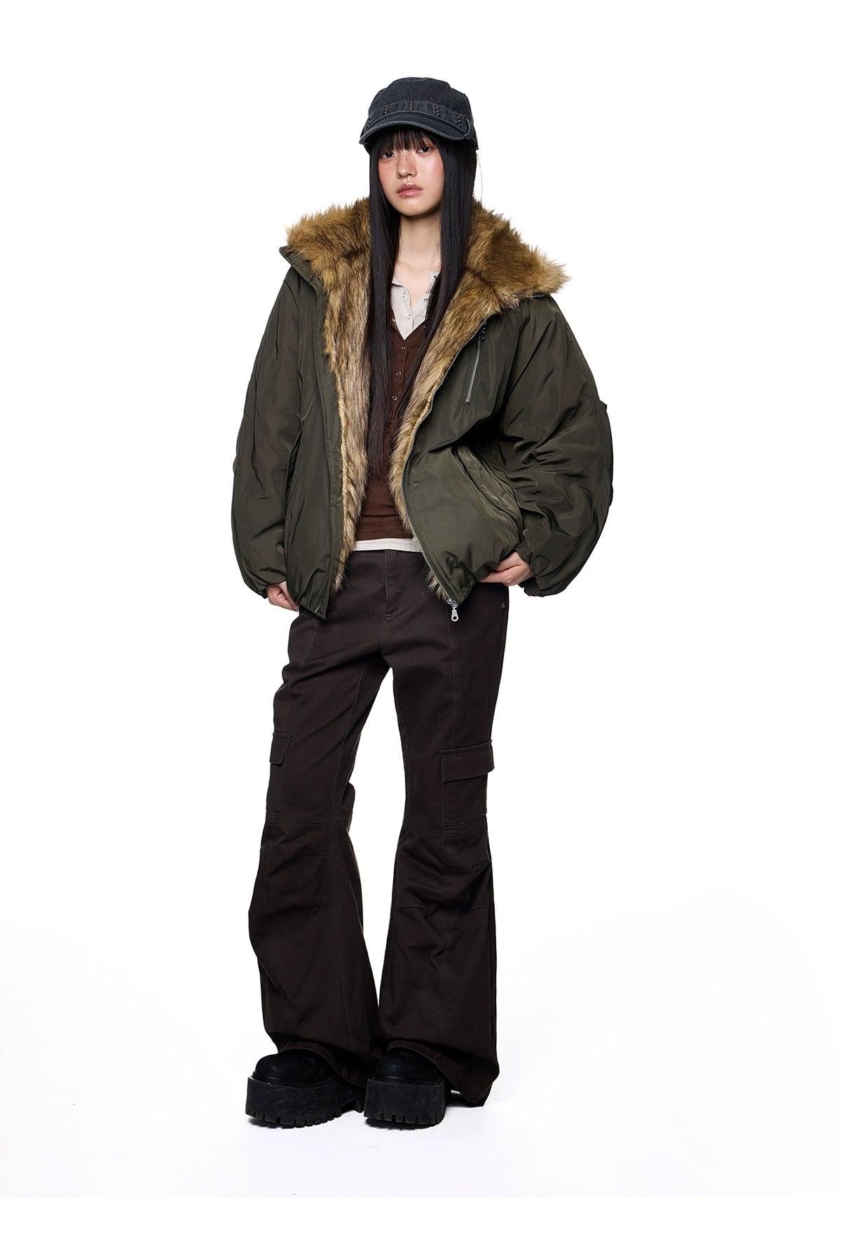 Tom Faux Fur Lining Bomber Jacket-korean-fashion-Jacket-Tom's Closet-OH Garments