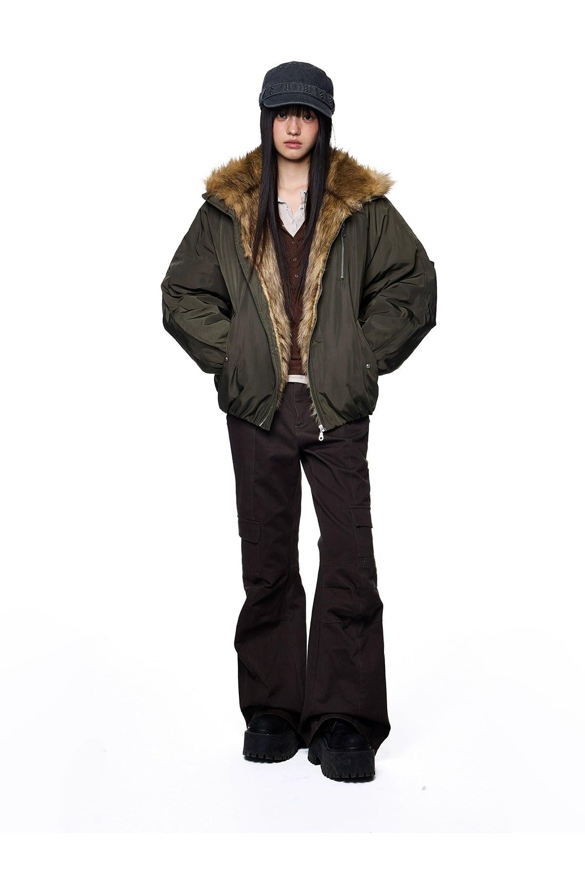 Tom Faux Fur Lining Bomber Jacket-korean-fashion-Jacket-Tom's Closet-OH Garments