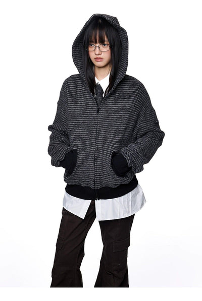 Tom Fine Stripes Zipped Hoodie-korean-fashion-Hoodie-Tom's Closet-OH Garments