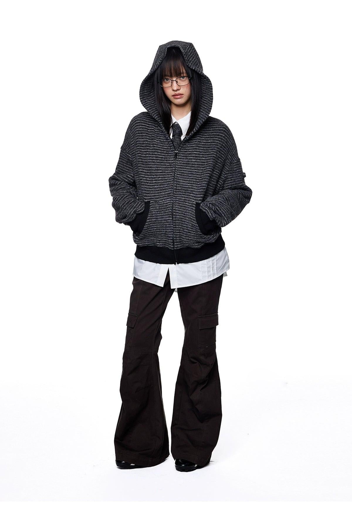 Tom Fine Stripes Zipped Hoodie-korean-fashion-Hoodie-Tom's Closet-OH Garments