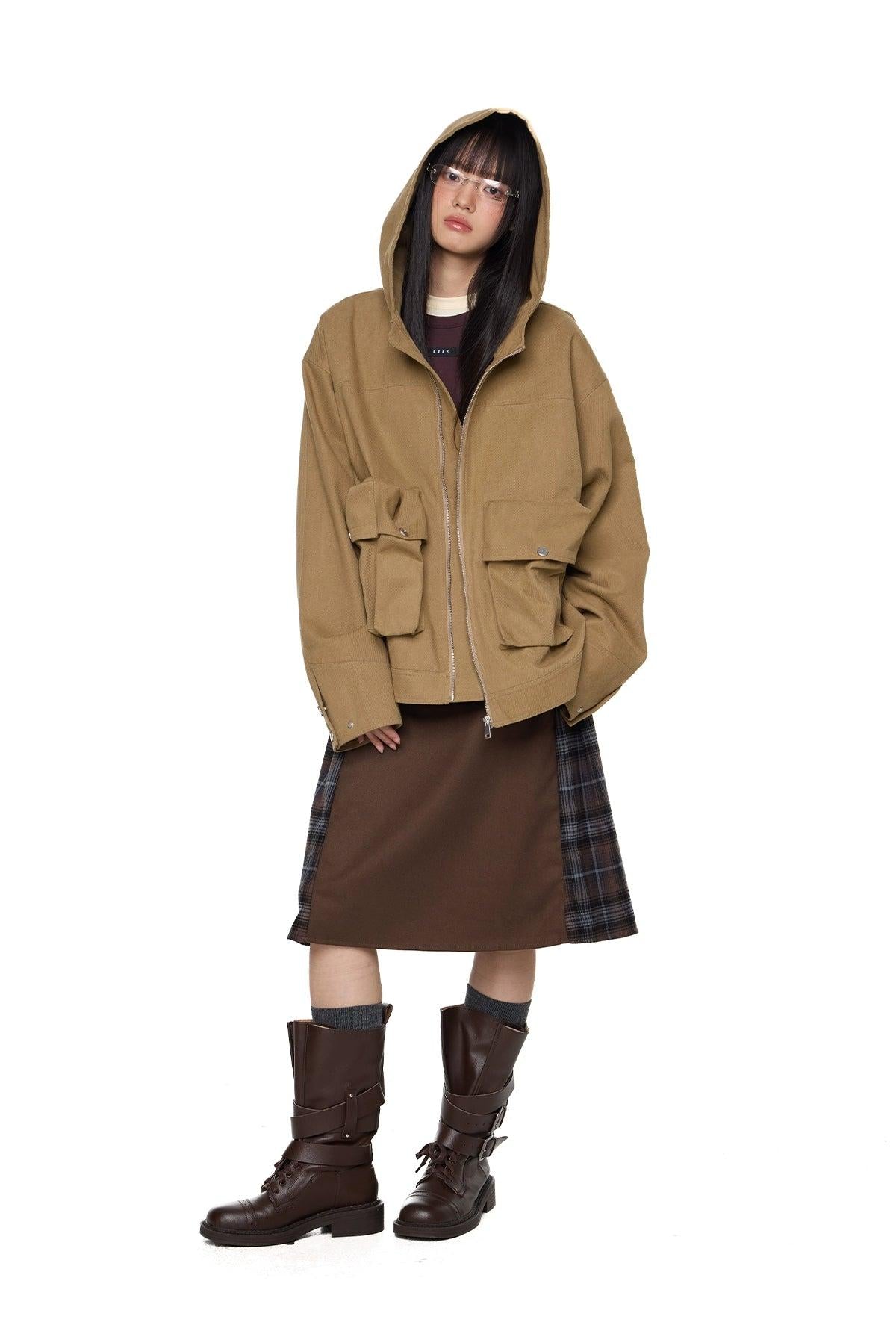Tom Flap Embossed Pockets Zip-Up Jacket-korean-fashion-Jacket-Tom's Closet-OH Garments