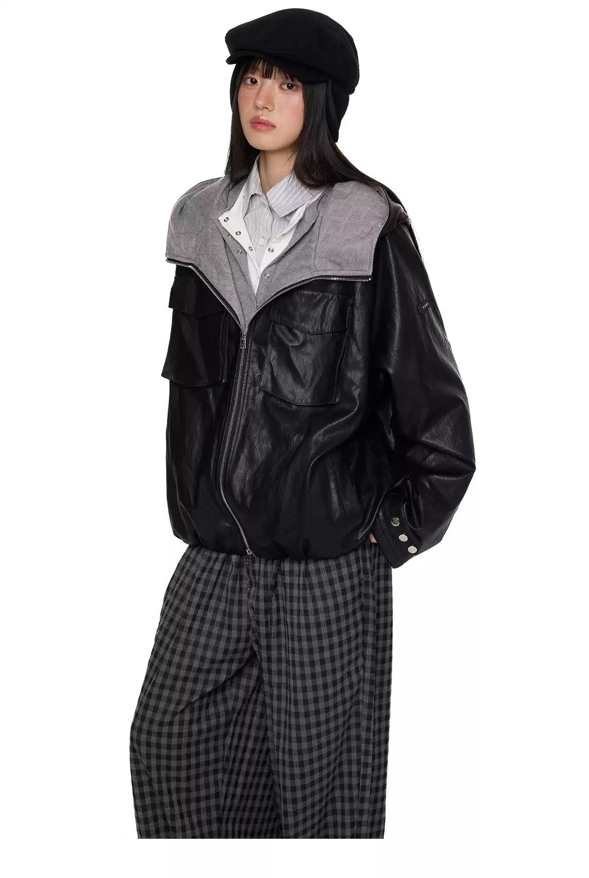 Tom Flap Pocket Faux Leather Jacket-korean-fashion-Jacket-Tom's Closet-OH Garments