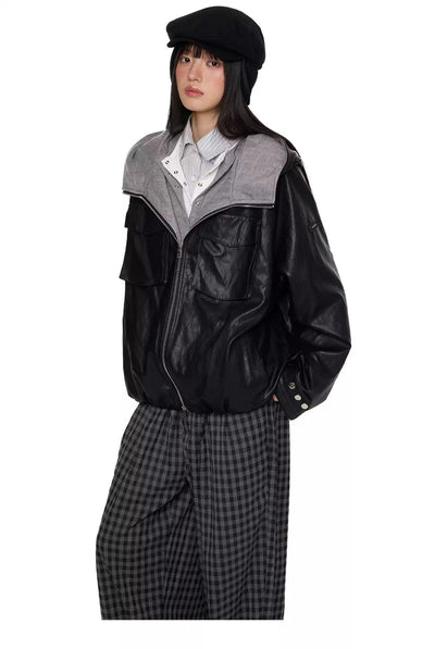Tom Flap Pocket Faux Leather Jacket-korean-fashion-Jacket-Tom's Closet-OH Garments