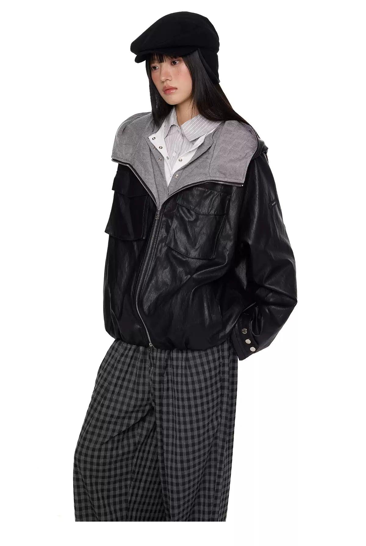 Tom Flap Pocket Faux Leather Jacket-korean-fashion-Jacket-Tom's Closet-OH Garments