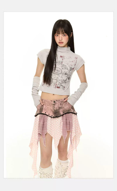 Tom Floral Graphic Cropped T-Shirt-korean-fashion-T-Shirt-Tom's Closet-OH Garments