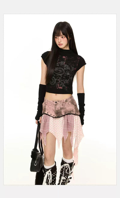 Tom Floral Graphic Cropped T-Shirt-korean-fashion-T-Shirt-Tom's Closet-OH Garments