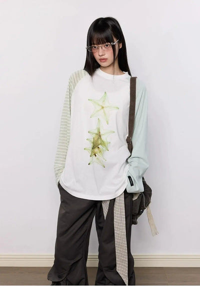 Tom Fruit Graphic Striped Long Sleeve T-Shirt-korean-fashion-T-Shirt-Tom's Closet-OH Garments