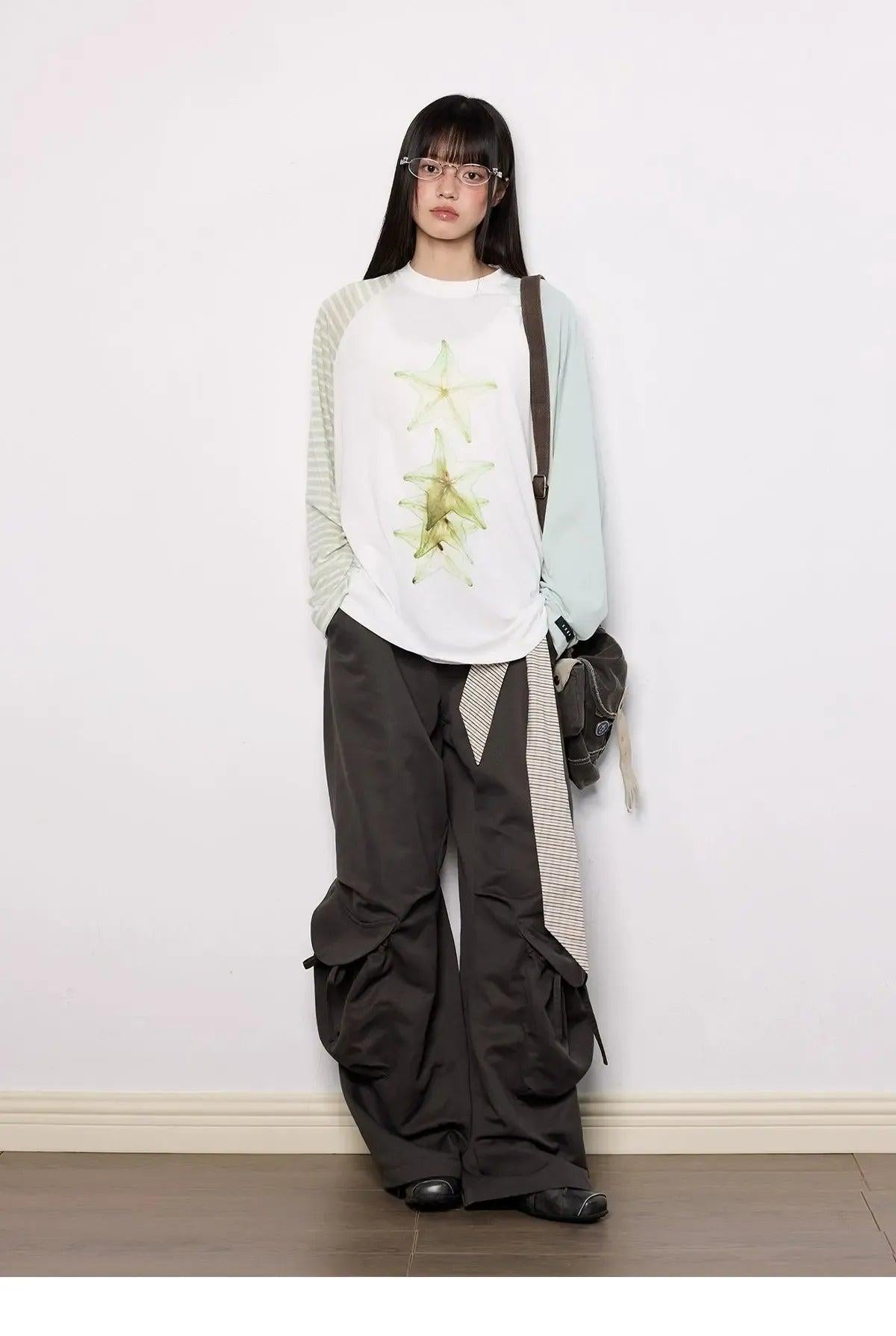 Tom Fruit Graphic Striped Long Sleeve T-Shirt-korean-fashion-T-Shirt-Tom's Closet-OH Garments