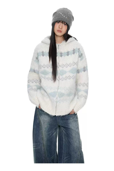 Tom Fuzzy Knit Hooded Jacket-korean-fashion-Sweater-Tom's Closet-OH Garments