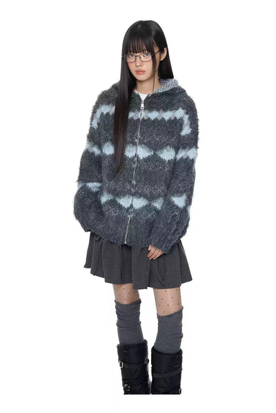 Tom Fuzzy Knit Hooded Jacket-korean-fashion-Sweater-Tom's Closet-OH Garments