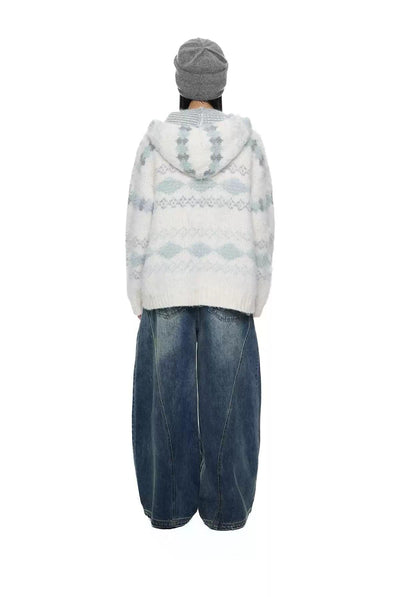 Tom Fuzzy Knit Hooded Jacket-korean-fashion-Sweater-Tom's Closet-OH Garments