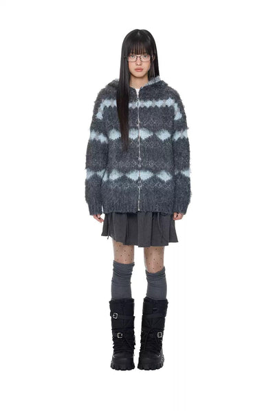 Tom Fuzzy Knit Hooded Jacket-korean-fashion-Sweater-Tom's Closet-OH Garments