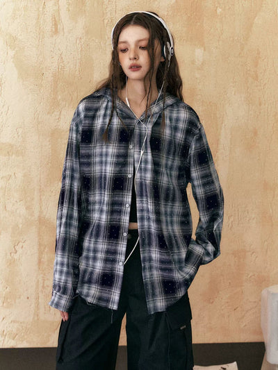 Tom Glitz Plaid Buttoned Hoodie-korean-fashion-Hoodie-Tom's Closet-OH Garments