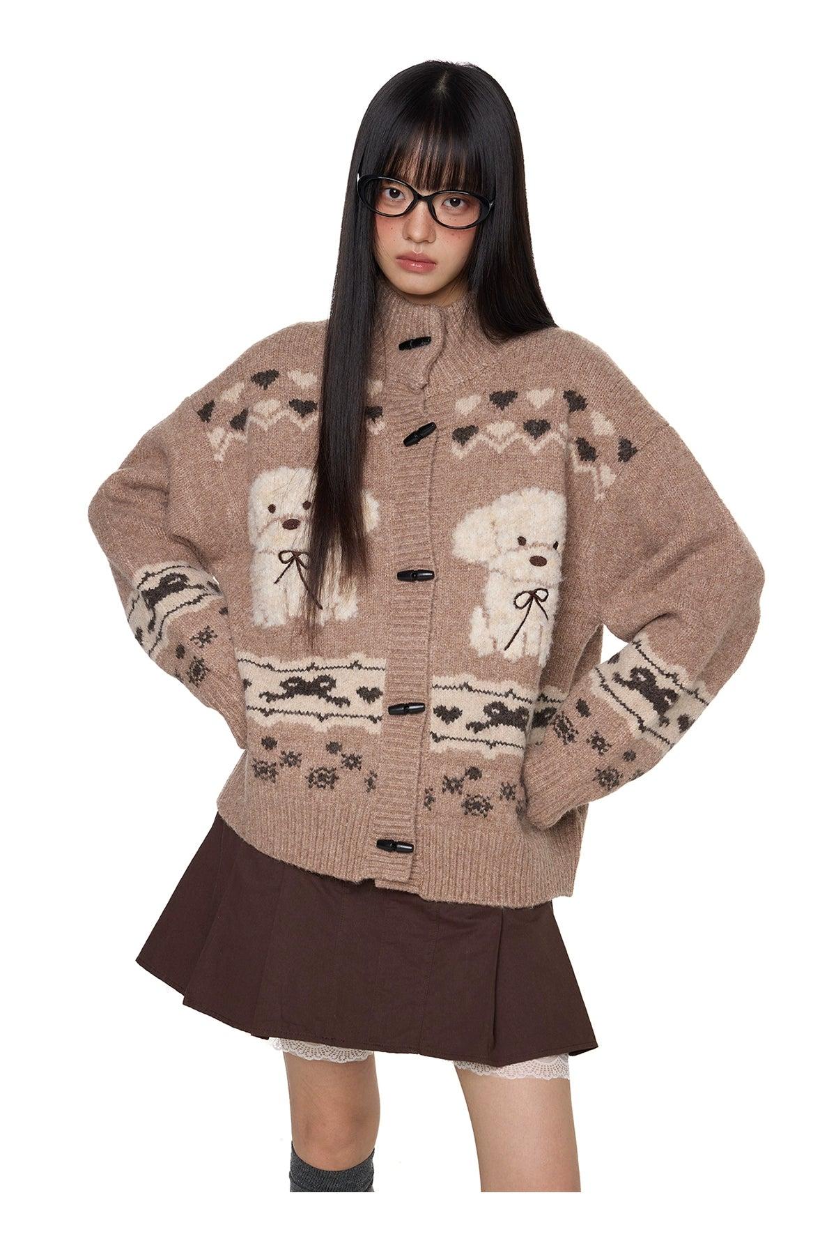 Tom Graphic Knit Toggle Buttoned Cardigan-korean-fashion-Cardigan-Tom's Closet-OH Garments