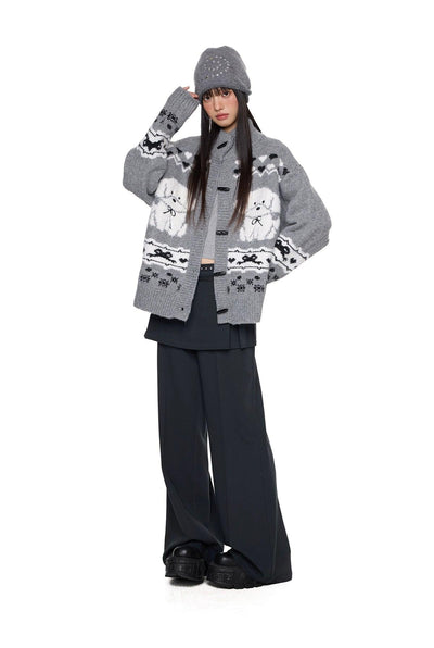 Tom Graphic Knit Toggle Buttoned Cardigan-korean-fashion-Cardigan-Tom's Closet-OH Garments