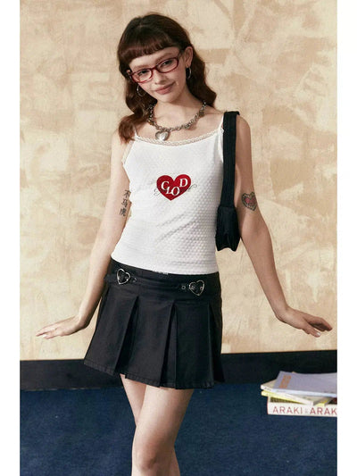 Tom Heart-Shaped Lace Textured Camisole-korean-fashion-Camisole-Tom's Closet-OH Garments