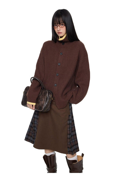 Tom High Neck Ribbed Buttoned Knit Jacket-korean-fashion-Jacket-Tom's Closet-OH Garments