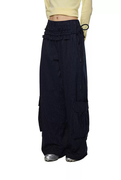 Tom Lace Striped Pleats Casual Pants-korean-fashion-Pants-Tom's Closet-OH Garments