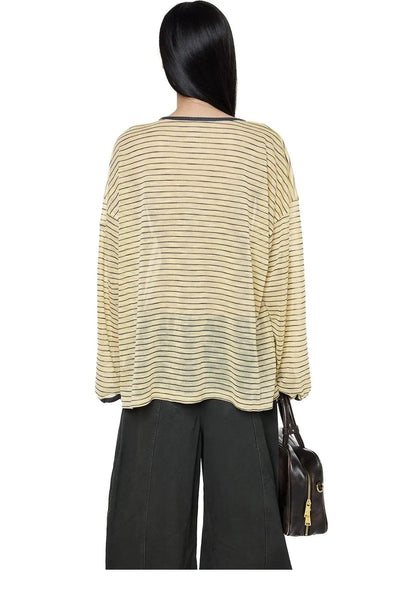 Tom Lace-Up Striped Long Sleeve T-Shirt-korean-fashion-T-Shirt-Tom's Closet-OH Garments