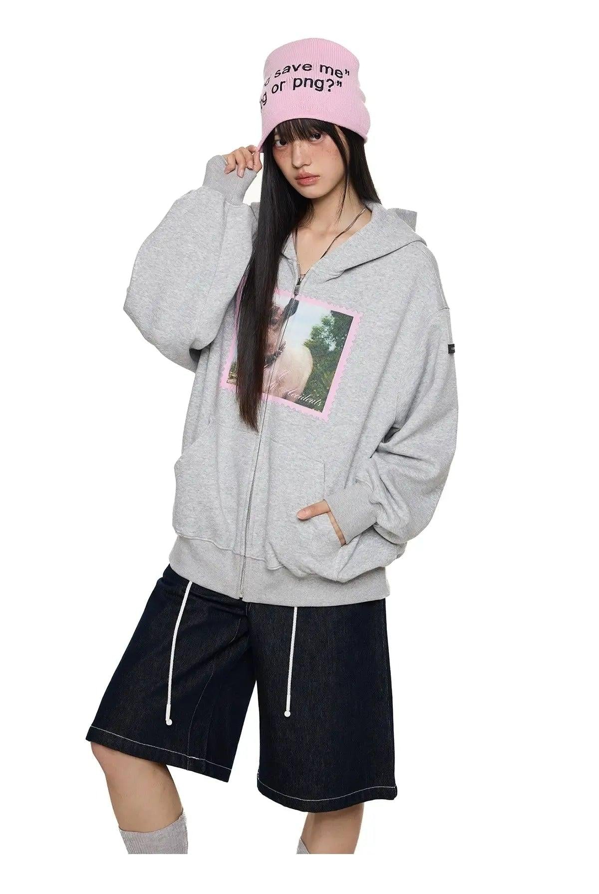 Tom Lamb Graphic Zip-Up Hoodie-korean-fashion-Hoodie-Tom's Closet-OH Garments