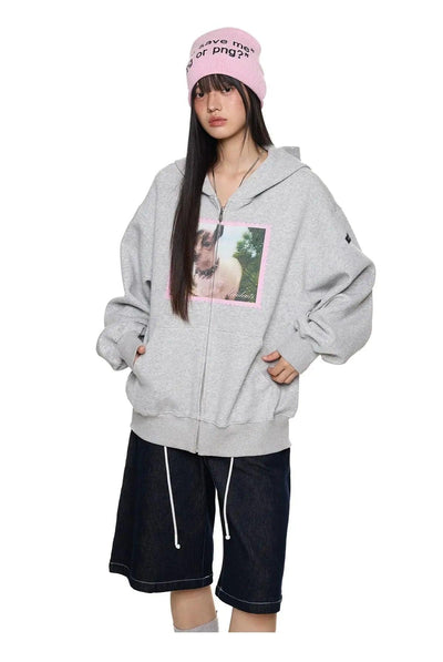 Tom Lamb Graphic Zip-Up Hoodie-korean-fashion-Hoodie-Tom's Closet-OH Garments