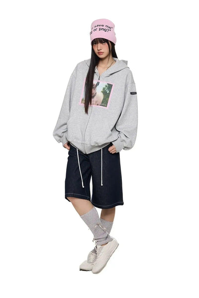 Tom Lamb Graphic Zip-Up Hoodie-korean-fashion-Hoodie-Tom's Closet-OH Garments