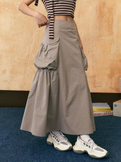 Tom Large Pocket High Waisted Long Skirt-korean-fashion-Skirt-Tom's Closet-OH Garments