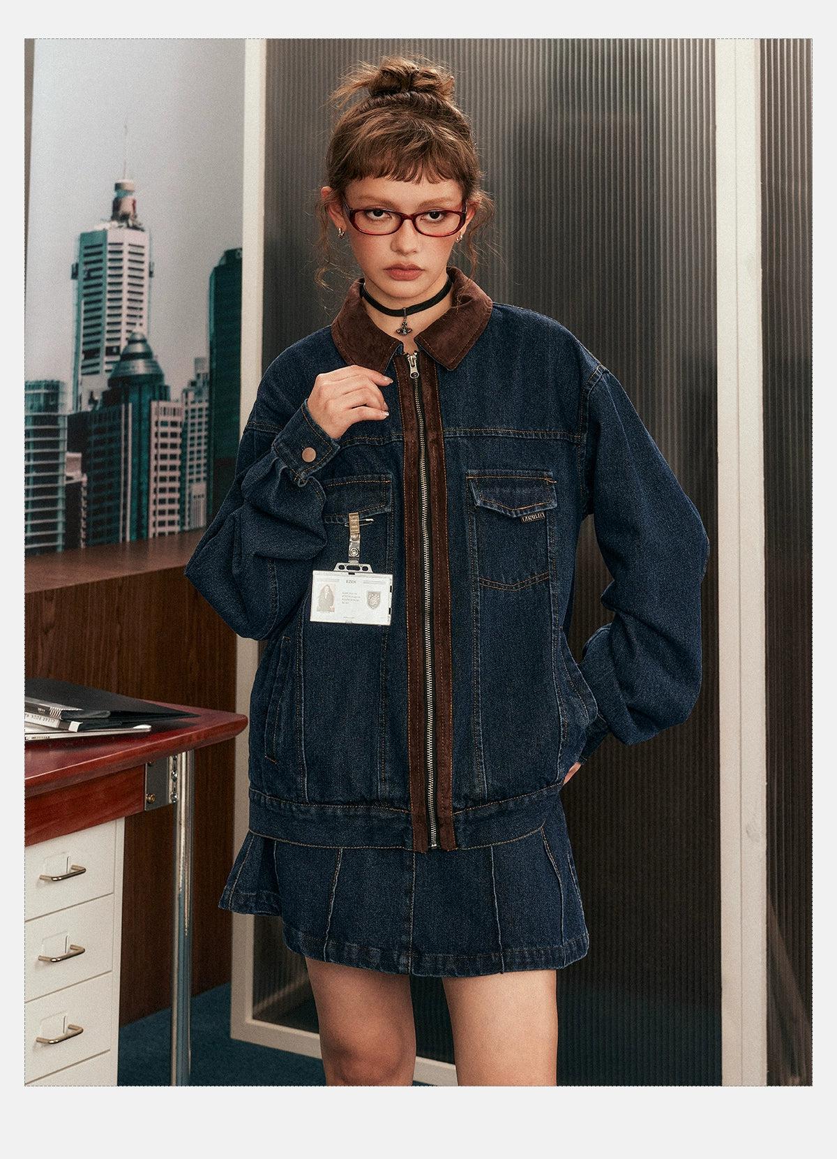 Denim skirt and jacket set hotsell