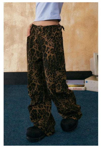 Tom Leopard Print Cargo Pants-korean-fashion-Pants-Tom's Closet-OH Garments