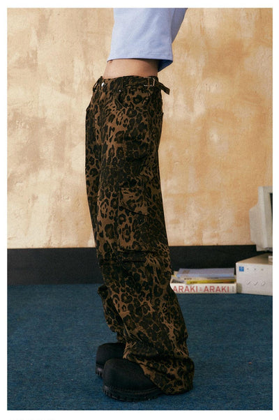 Tom Leopard Print Cargo Pants-korean-fashion-Pants-Tom's Closet-OH Garments