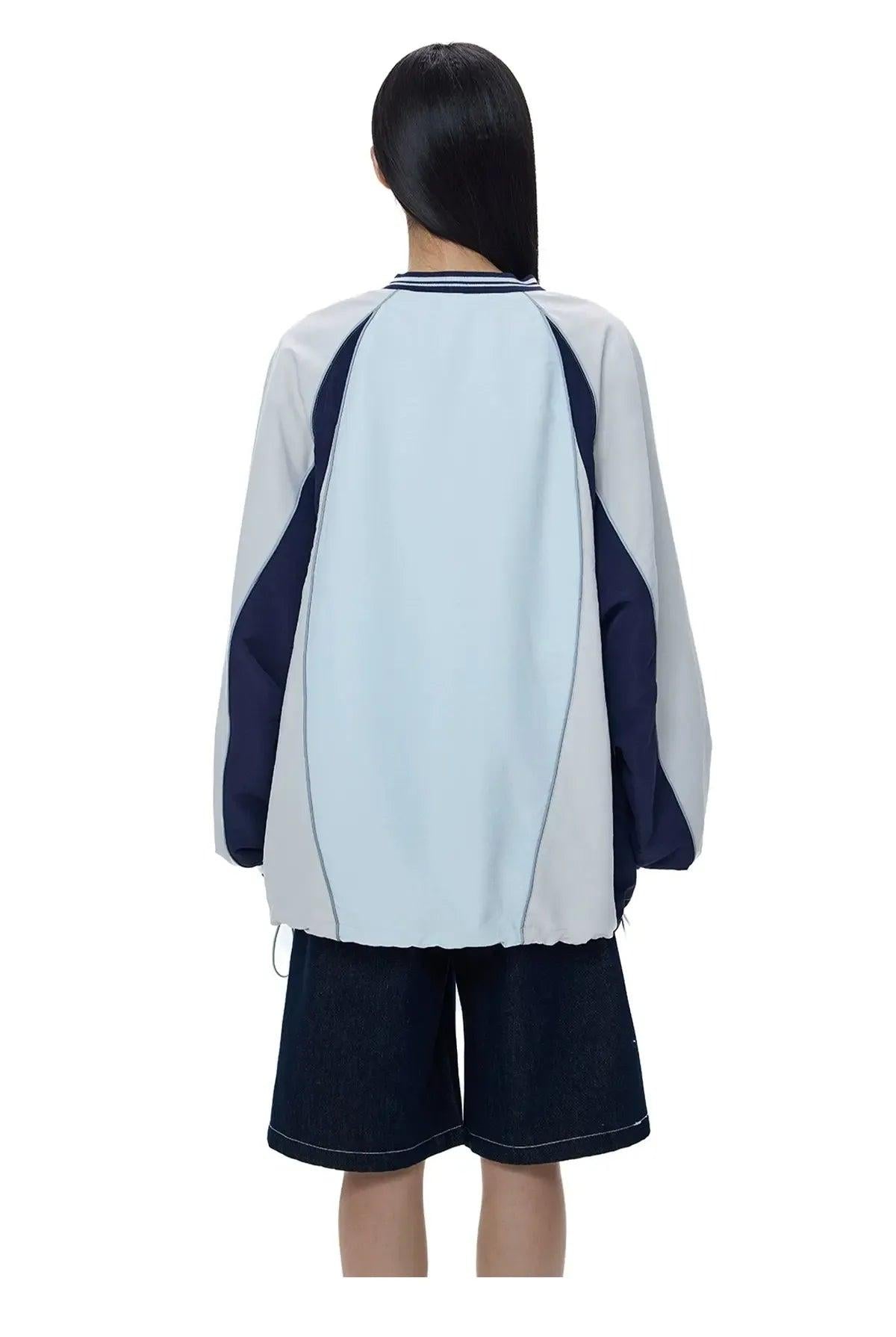 Tom Letter Print Sports V-Neck Crewneck-korean-fashion-Crewneck-Tom's Closet-OH Garments