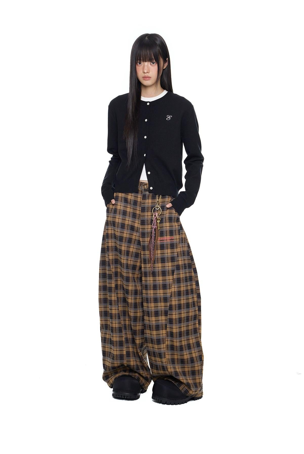 Tom Loose Fit Plaid Pants-korean-fashion-Pants-Tom's Closet-OH Garments