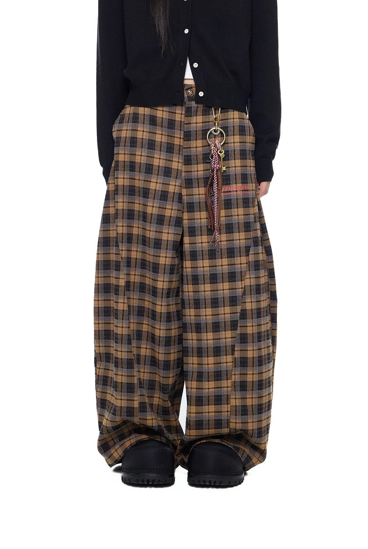 Tom Loose Fit Plaid Pants-korean-fashion-Pants-Tom's Closet-OH Garments