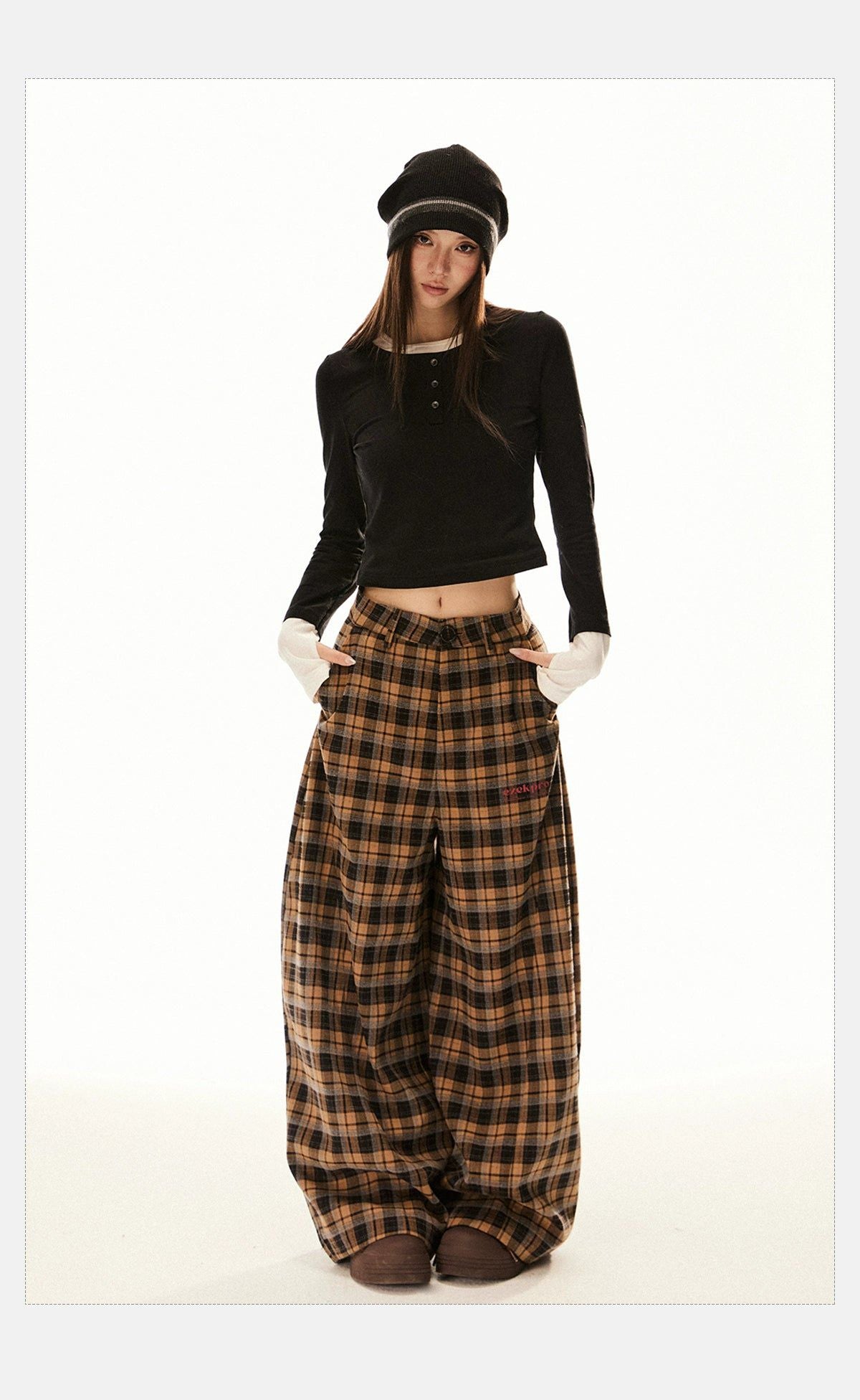 Tom Loose Plaid Pants-korean-fashion-Pants-Tom's Closet-OH Garments