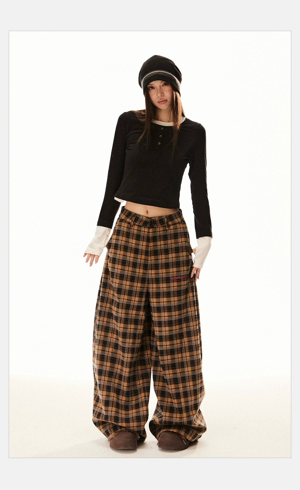 Tom Loose Plaid Pants-korean-fashion-Pants-Tom's Closet-OH Garments