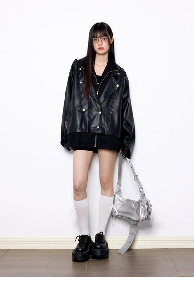 Tom Multi-Buttons Boxy PU Leather Jacket-korean-fashion-Jacket-Tom's Closet-OH Garments