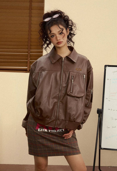 Tom Multi-Zip PU Leather Jacket-korean-fashion-Jacket-Tom's Closet-OH Garments