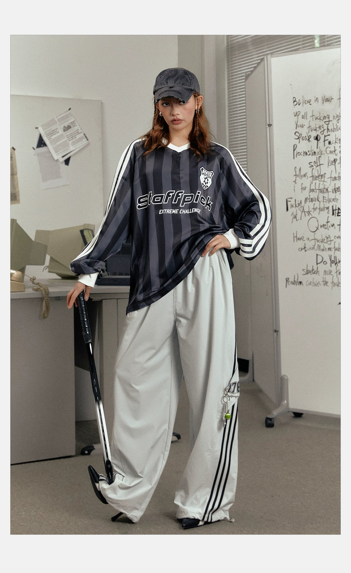 Tom Number and Lines Track Pants-korean-fashion-Pants-Tom's Closet-OH Garments