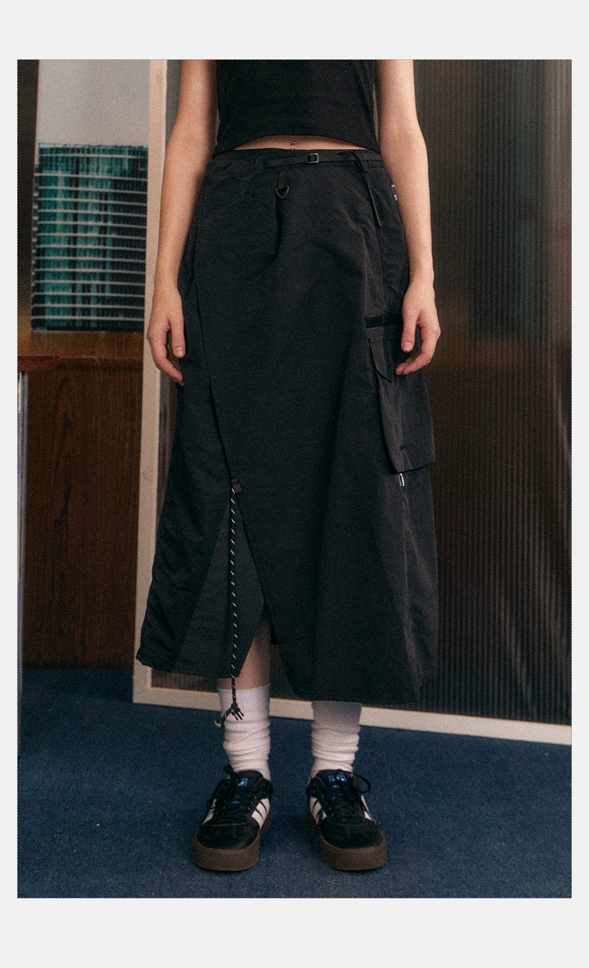 Tom Nylong Cargo Long Skirt-korean-fashion-Skirt-Tom's Closet-OH Garments