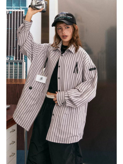 Tom Oversized Pocket Striped Shirt-korean-fashion-Shirt-Tom's Closet-OH Garments