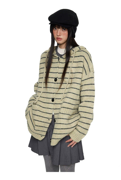Tom Oversized Striped Hooded Cardigan-korean-fashion-Cardigan-Tom's Closet-OH Garments