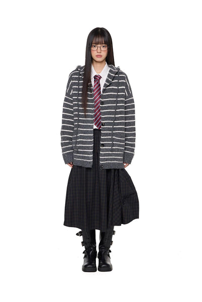 Tom Oversized Striped Hooded Cardigan-korean-fashion-Cardigan-Tom's Closet-OH Garments