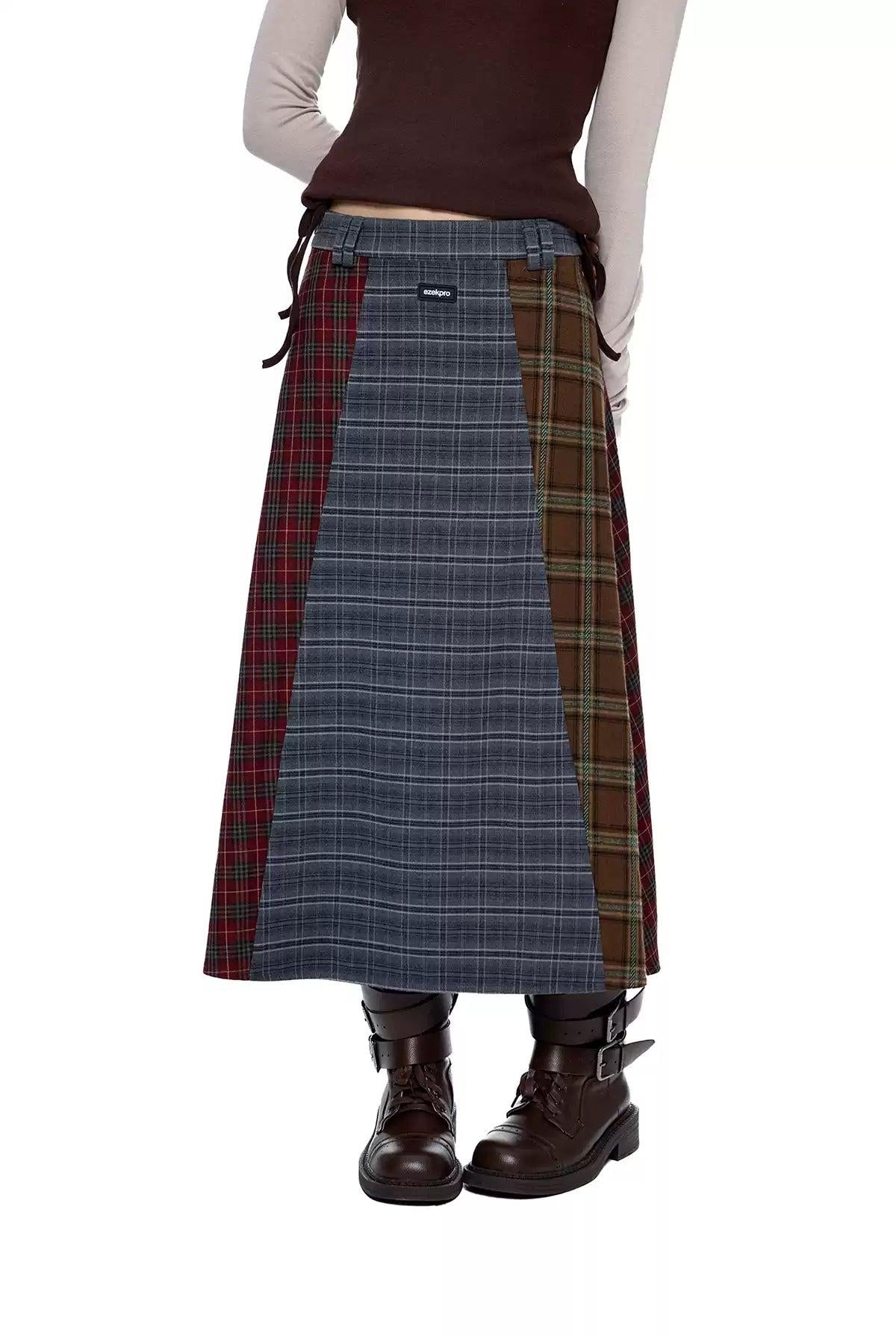 Tom Pattern Spliced Long Skirt-korean-fashion-Skirt-Tom's Closet-OH Garments
