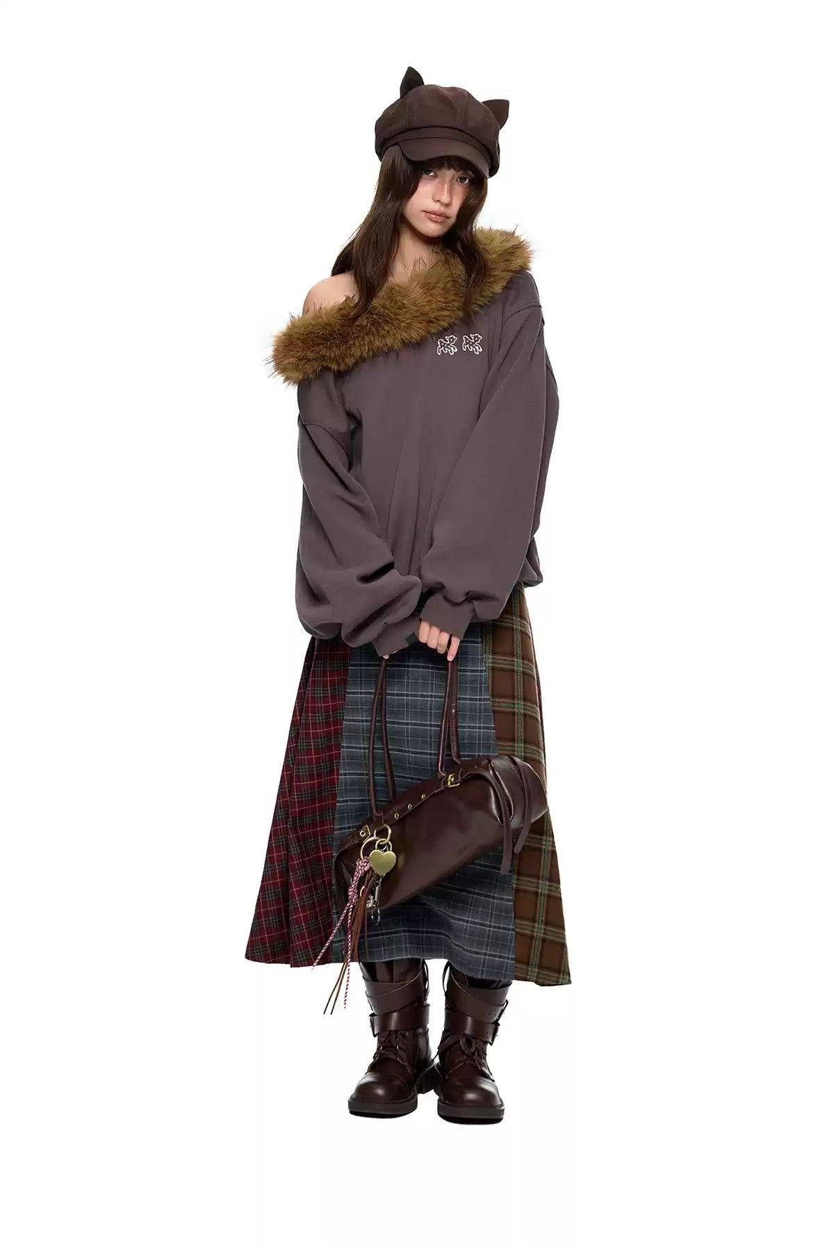 Tom Pattern Spliced Long Skirt-korean-fashion-Skirt-Tom's Closet-OH Garments