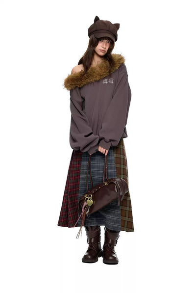 Tom Pattern Spliced Long Skirt-korean-fashion-Skirt-Tom's Closet-OH Garments